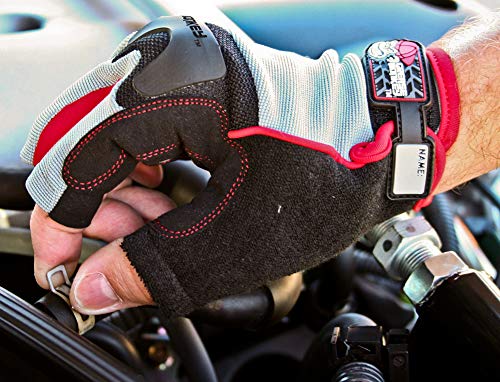 GREASE MONKEY mens Pro Gloves Grease Monkey Fingerless Large  Grey/Black  Large 1 Pair US - Image 2